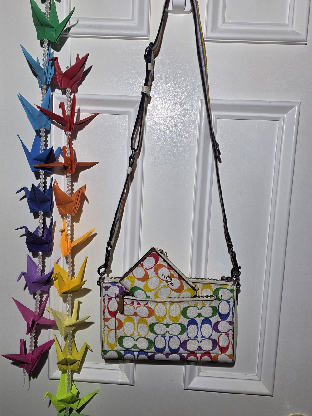 Coach Multicolor Signature Canvas Crossbody with Rainbow Print